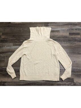 Free People Womens Small Cream Textured Chunky Knit Sweater